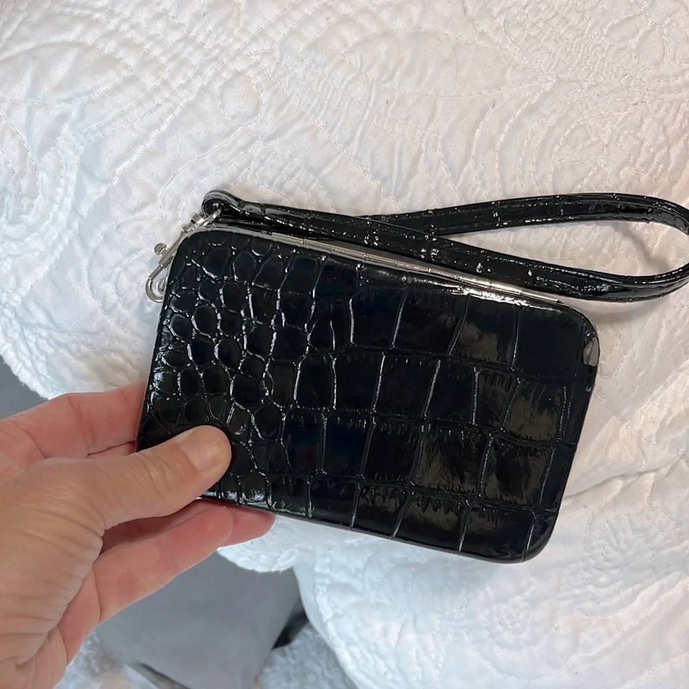 Wristlet Black Snake Skin Look Wallet